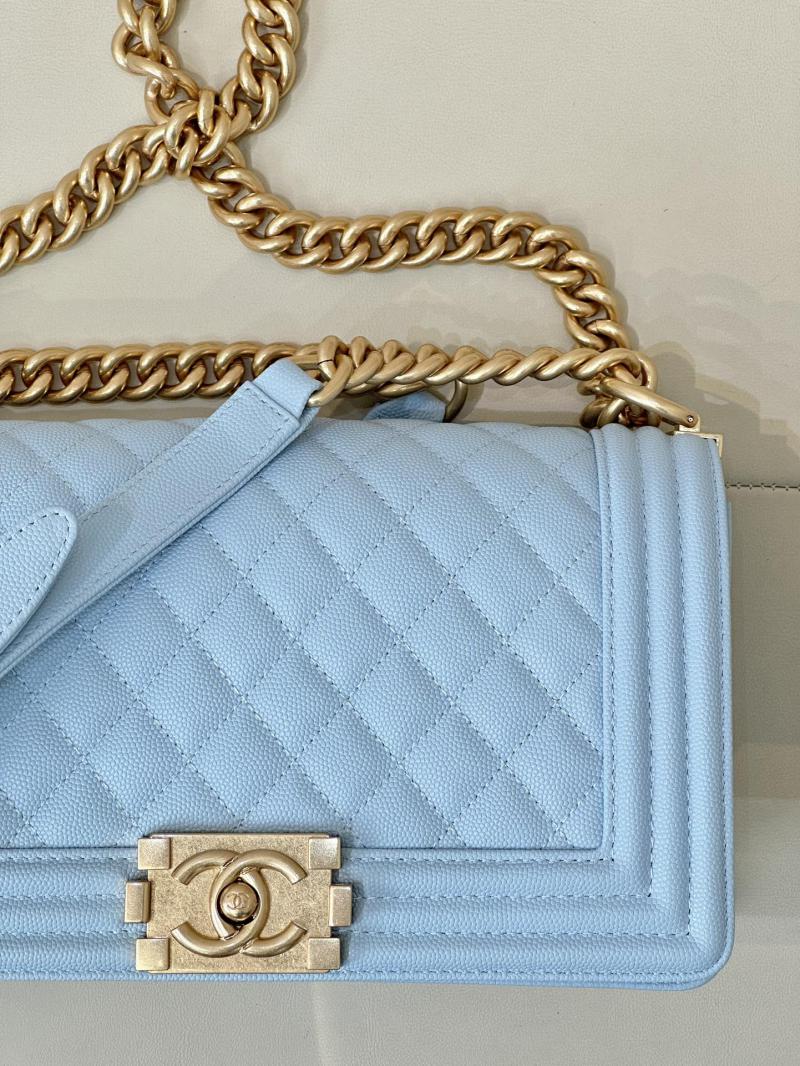 Boy Chanel Handbag A67086 Light Blue with Gold