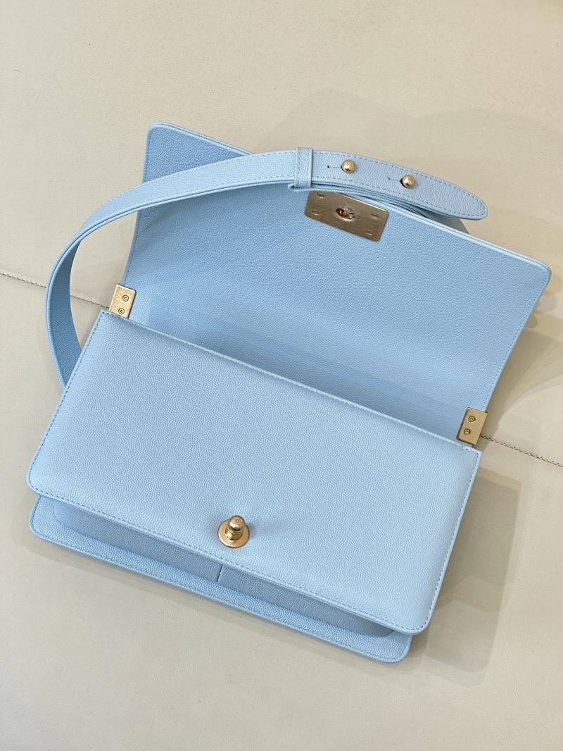 Boy Chanel Handbag A67086 Light Blue with Gold