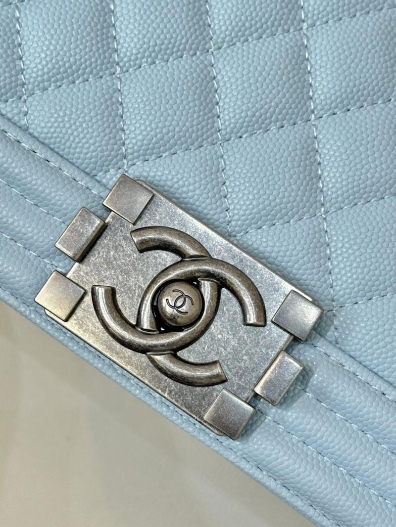 Boy Chanel Handbag A67086 Light Blue with Silver