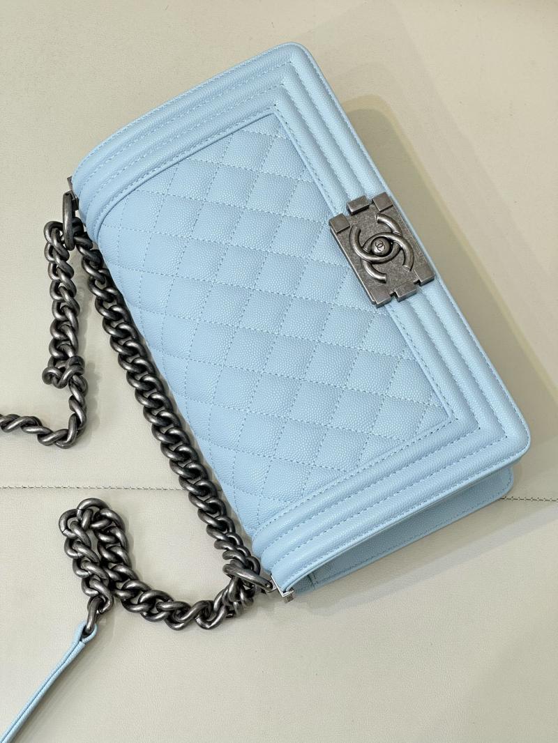 Boy Chanel Handbag A67086 Light Blue with Silver