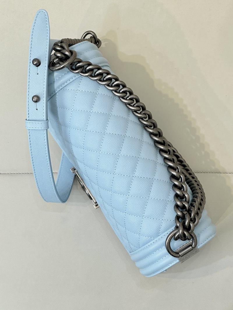 Boy Chanel Handbag A67086 Light Blue with Silver