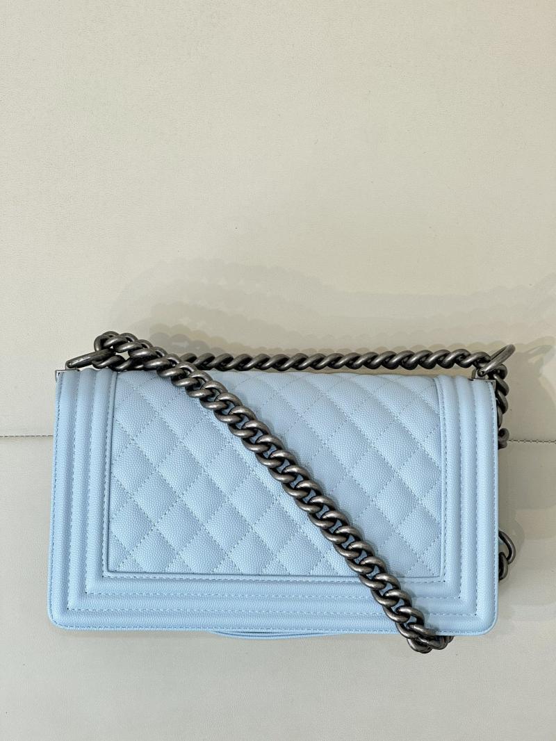 Boy Chanel Handbag A67086 Light Blue with Silver