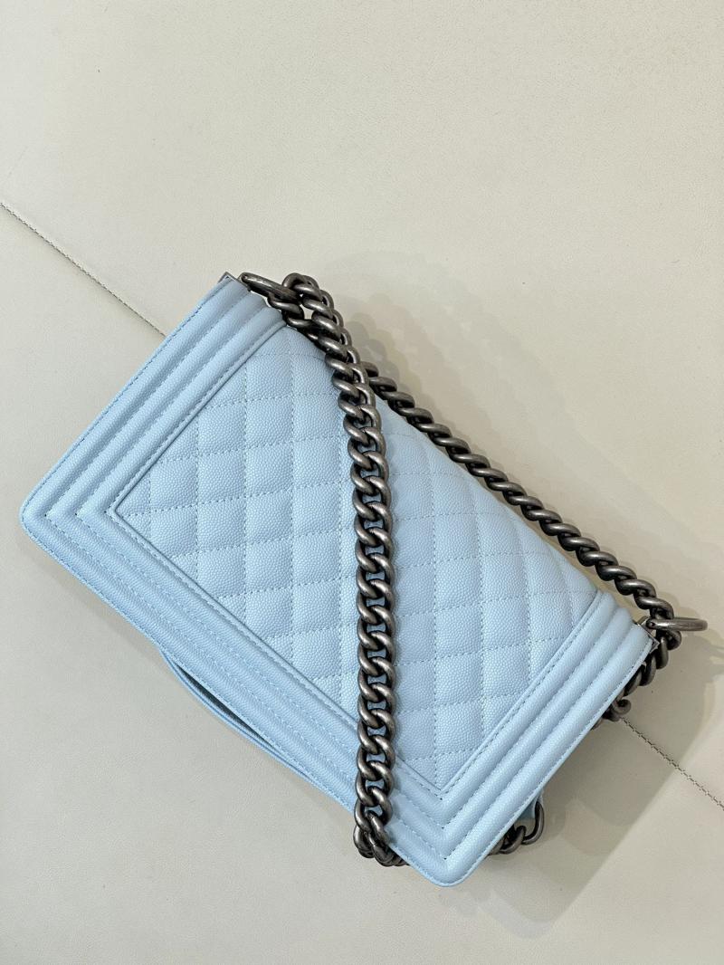 Boy Chanel Handbag A67086 Light Blue with Silver