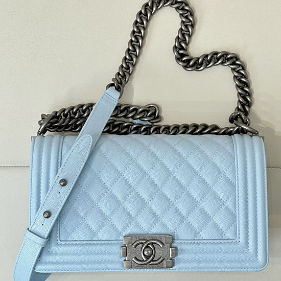 Boy Chanel Handbag A67086 Light Blue with Silver