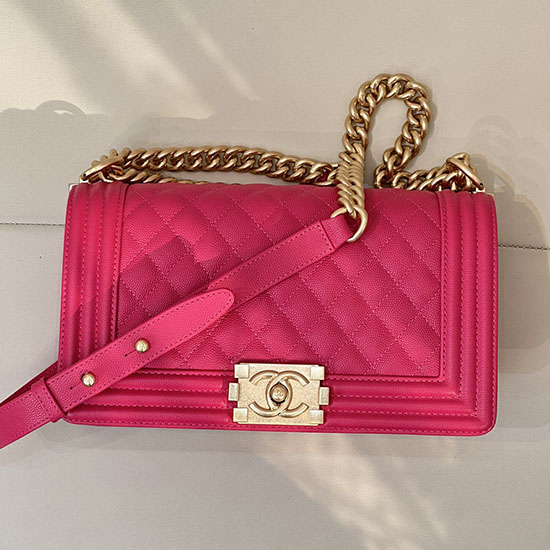 Boy Chanel Handbag A67086 Raspberry Red