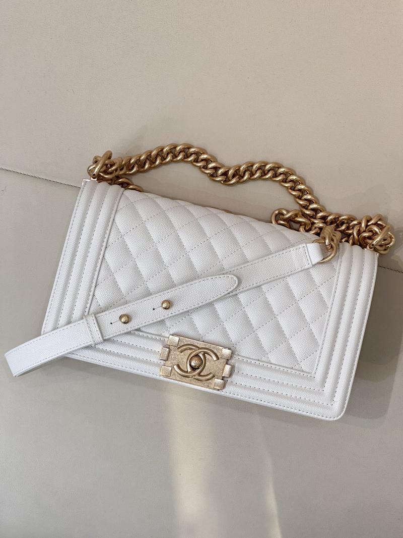 Boy Chanel Handbag A67086 White with Gold