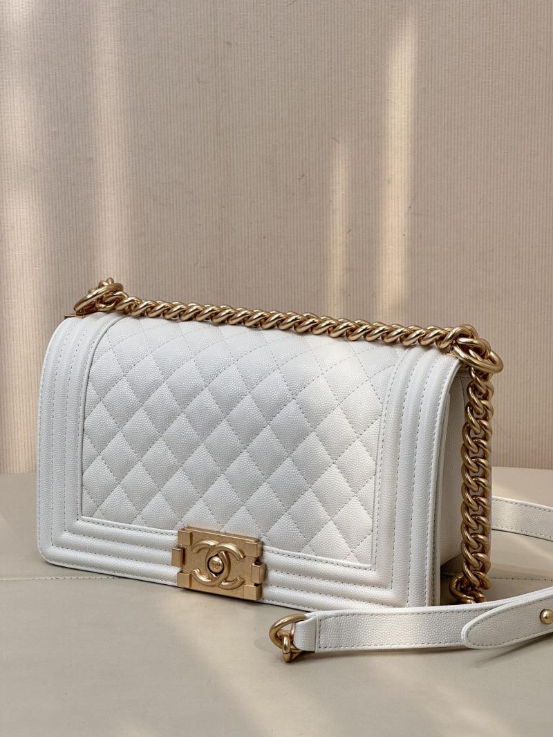 Boy Chanel Handbag A67086 White with Gold