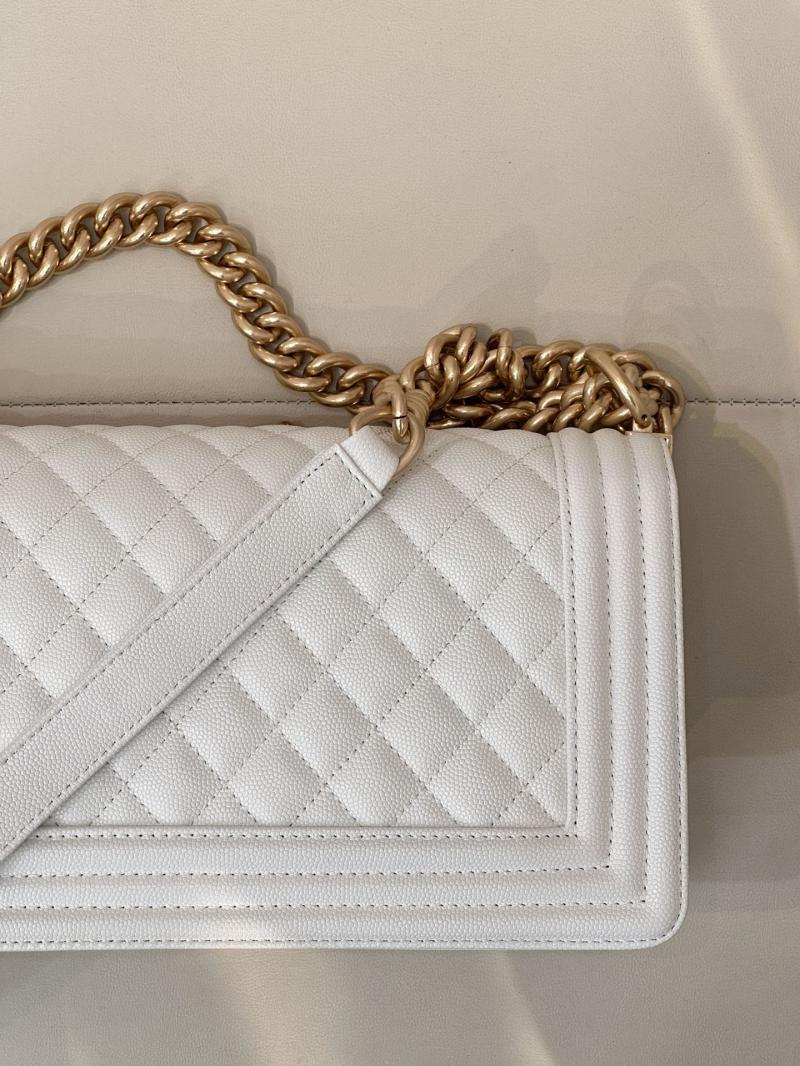 Boy Chanel Handbag A67086 White with Gold