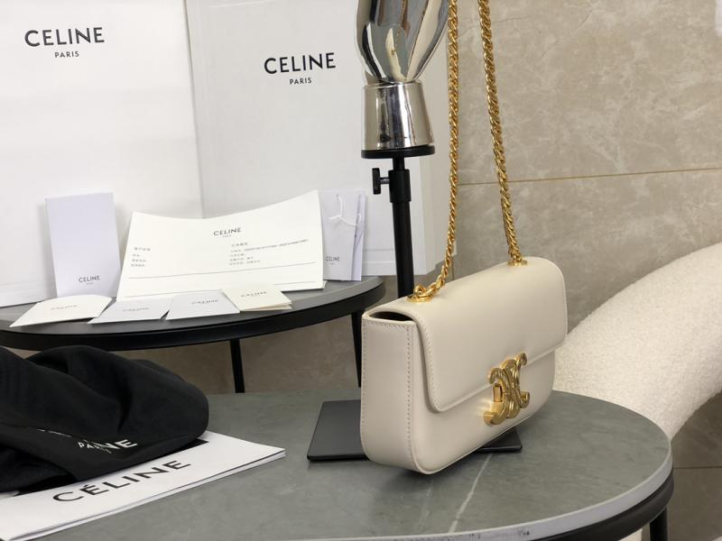 Celine Chain Shoulder Bag Off-White C35027