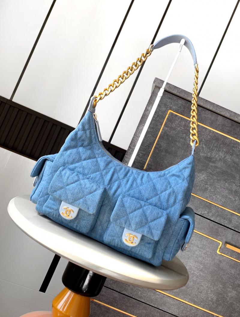 Chanel Denim Maxi Hobo Bag AS5302 Blue