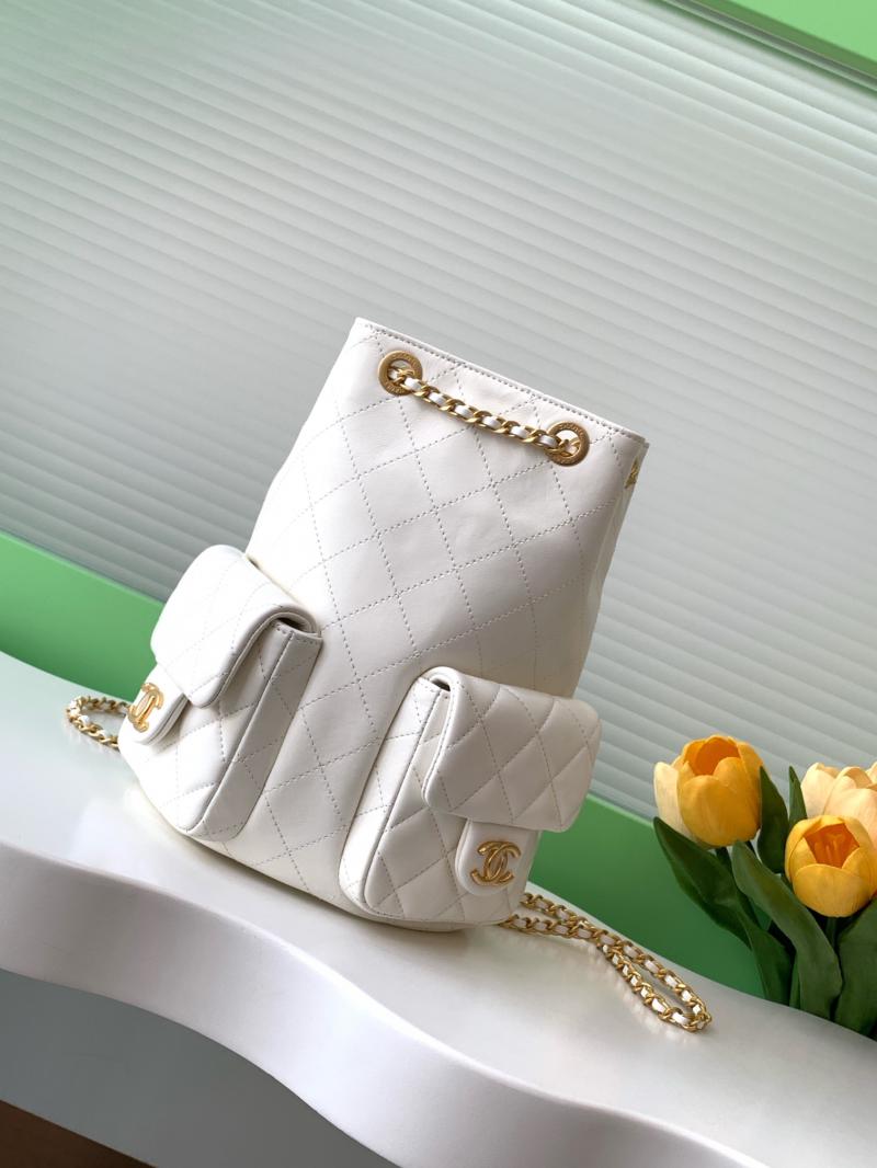 Chanel Lambskin Backpack White AS5310