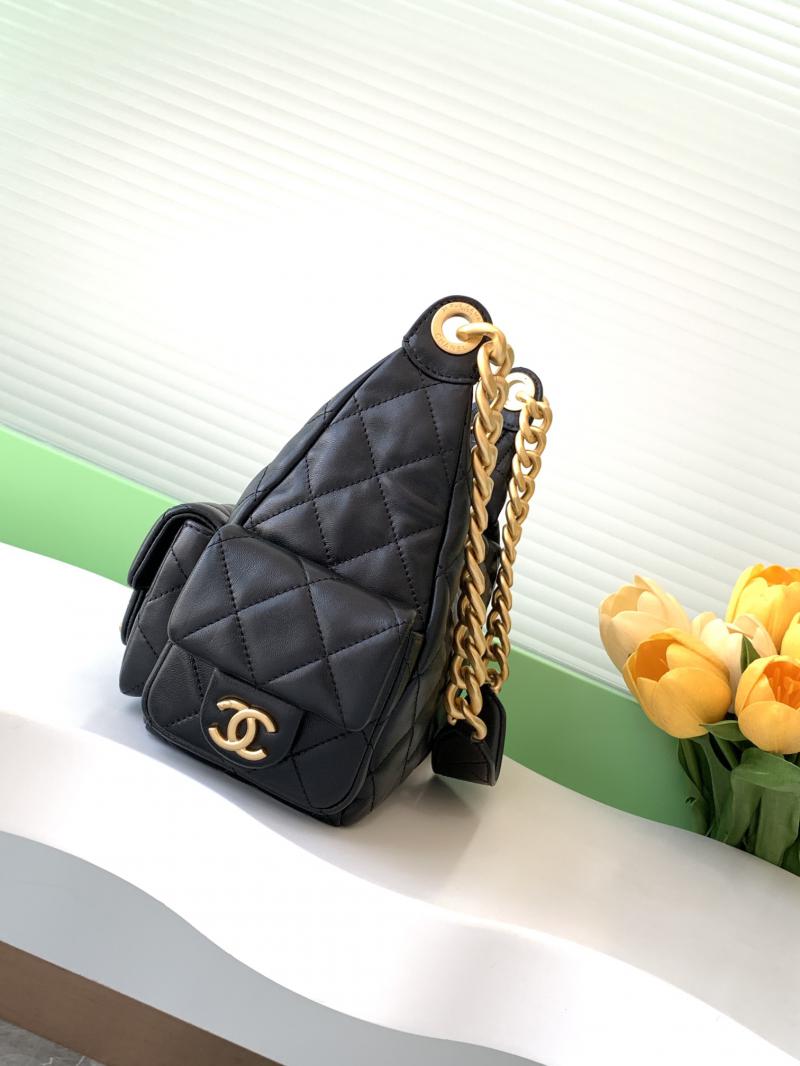 Chanel Lambskin Hobo Bag Black AS5339