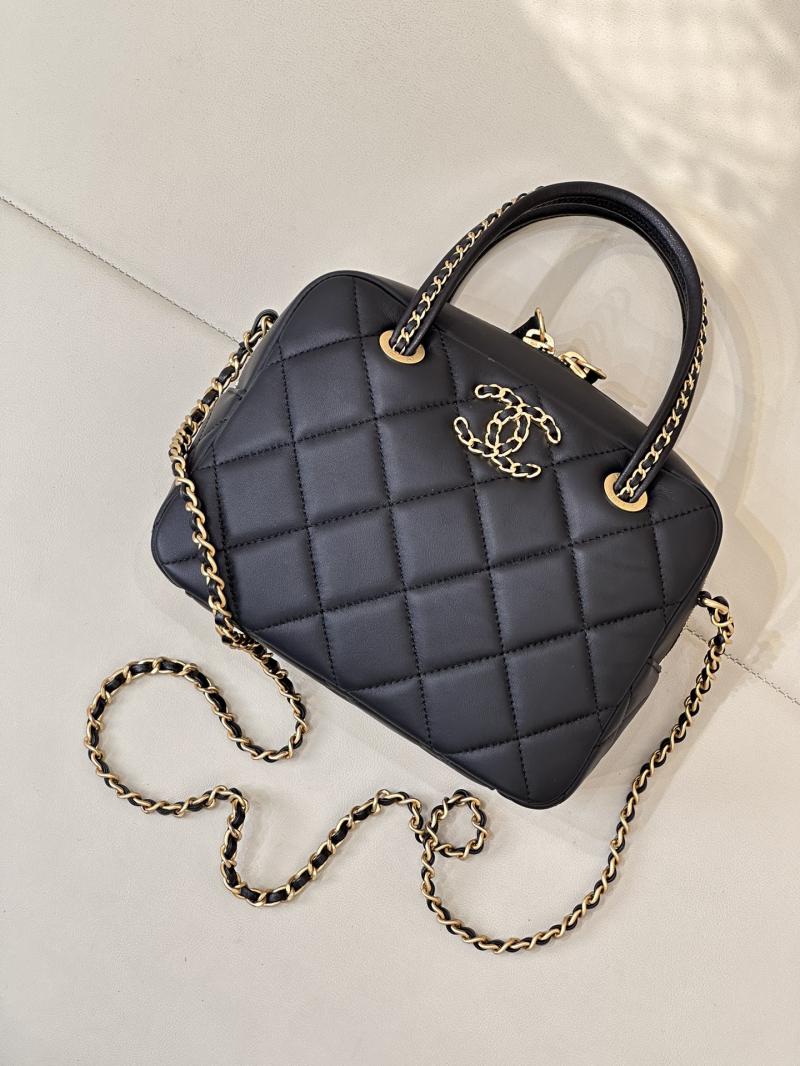 Chanel Lambskin Top Handle Bag Black AS5300