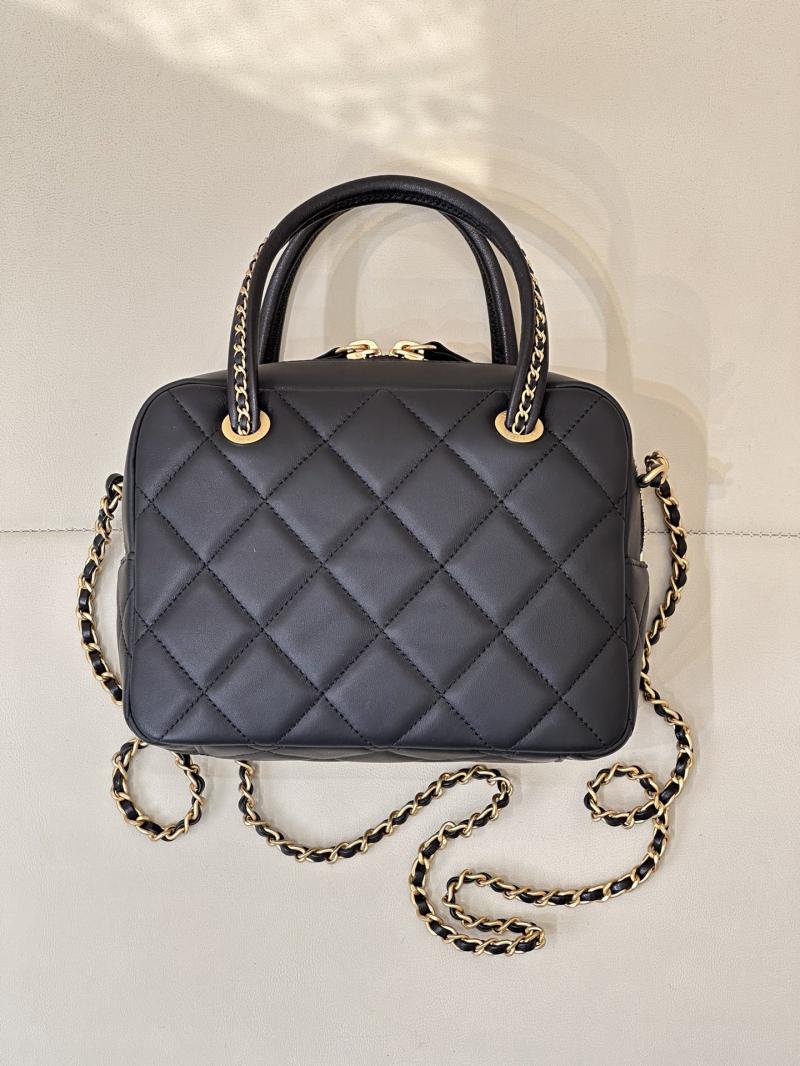 Chanel Lambskin Top Handle Bag Black AS5300