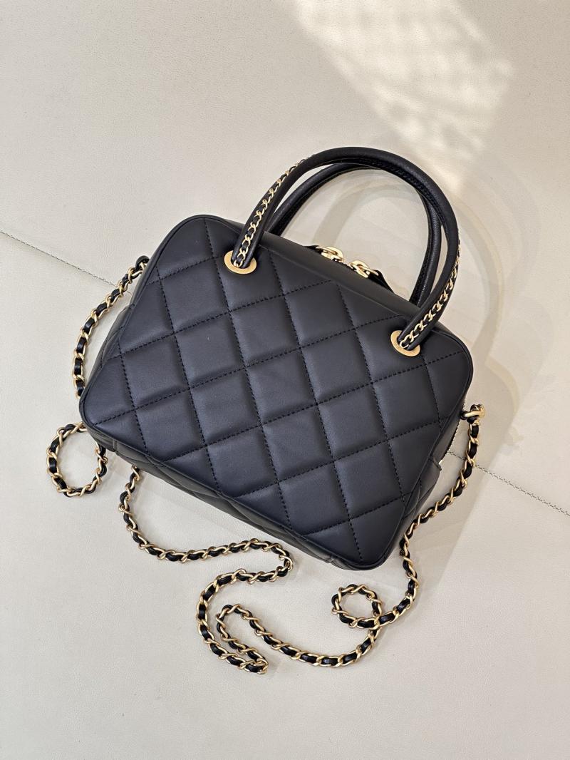 Chanel Lambskin Top Handle Bag Black AS5300