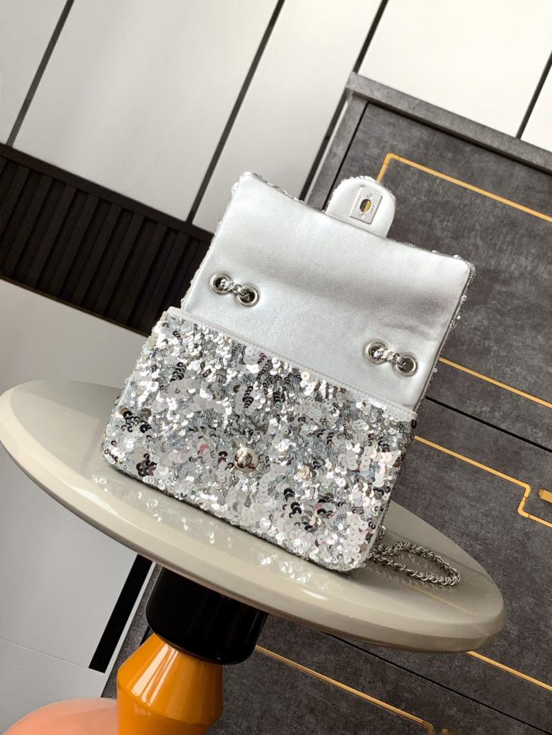 Chanel Sequins Small Flap Shoulder Bag CF20 Silver