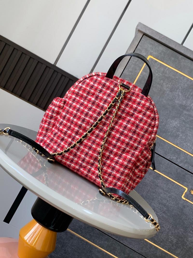 Chanel Tweed Backpack Red AS2091