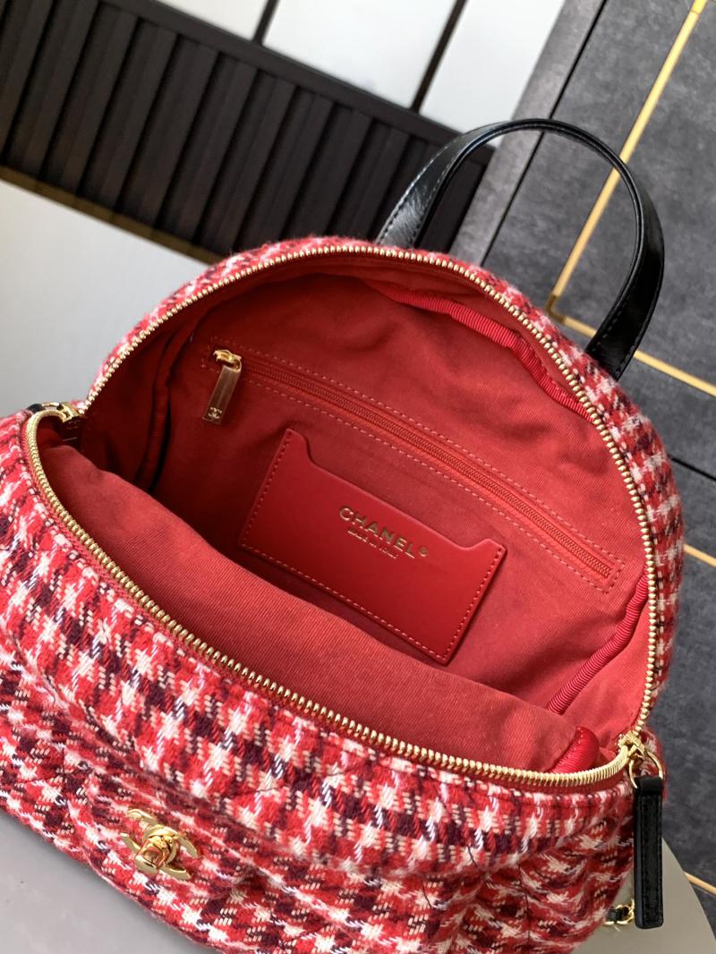 Chanel Tweed Backpack Red AS2091