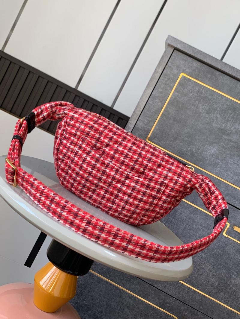 Chanel Tweed Hobo Bag Red AS2090