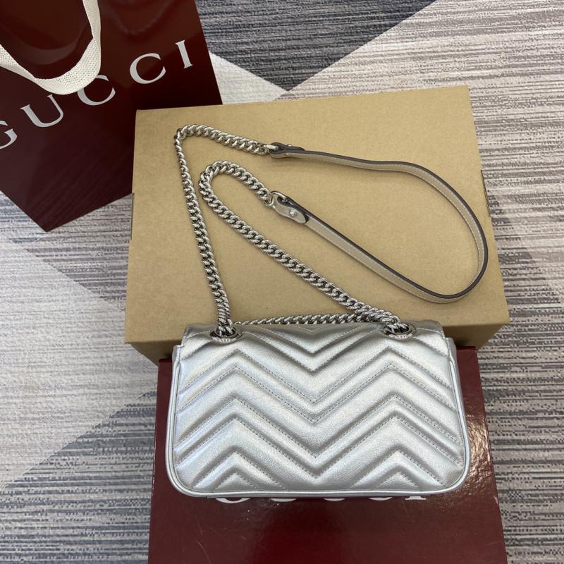 Gucci GG Marmont Matelasse Mini Bag Silver 446744