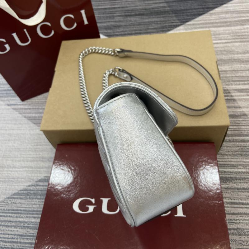 Gucci GG Marmont Matelasse Mini Bag Silver 446744