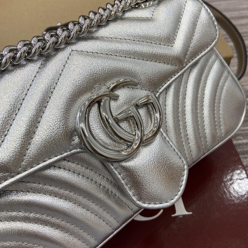 Gucci GG Marmont Matelasse Mini Bag Silver 446744