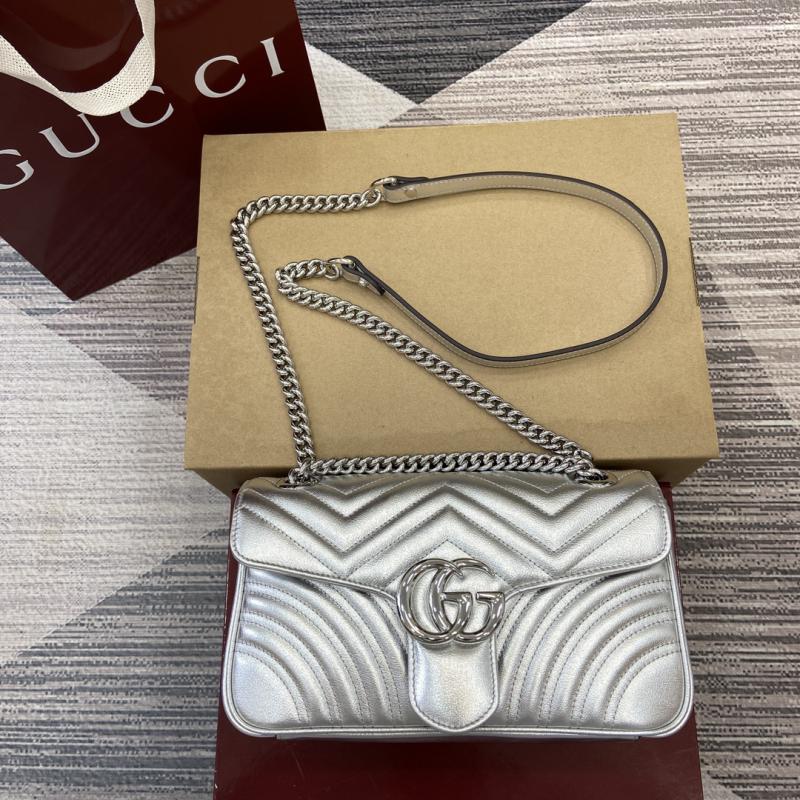 Gucci GG Marmont Medium Shoulder Bag Silver 443497