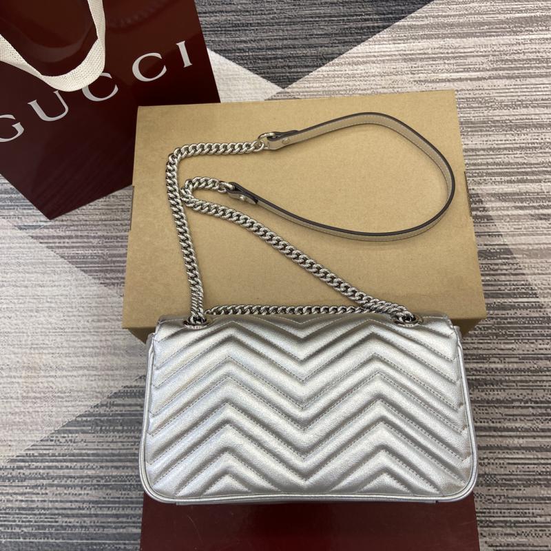 Gucci GG Marmont Medium Shoulder Bag Silver 443497