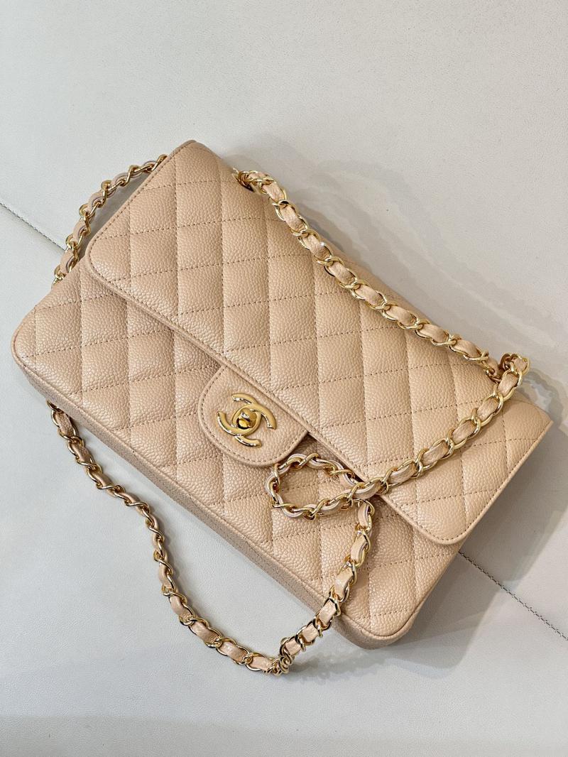 Medium Chanel Caviar Flap Bag A01112 Beige with Gold