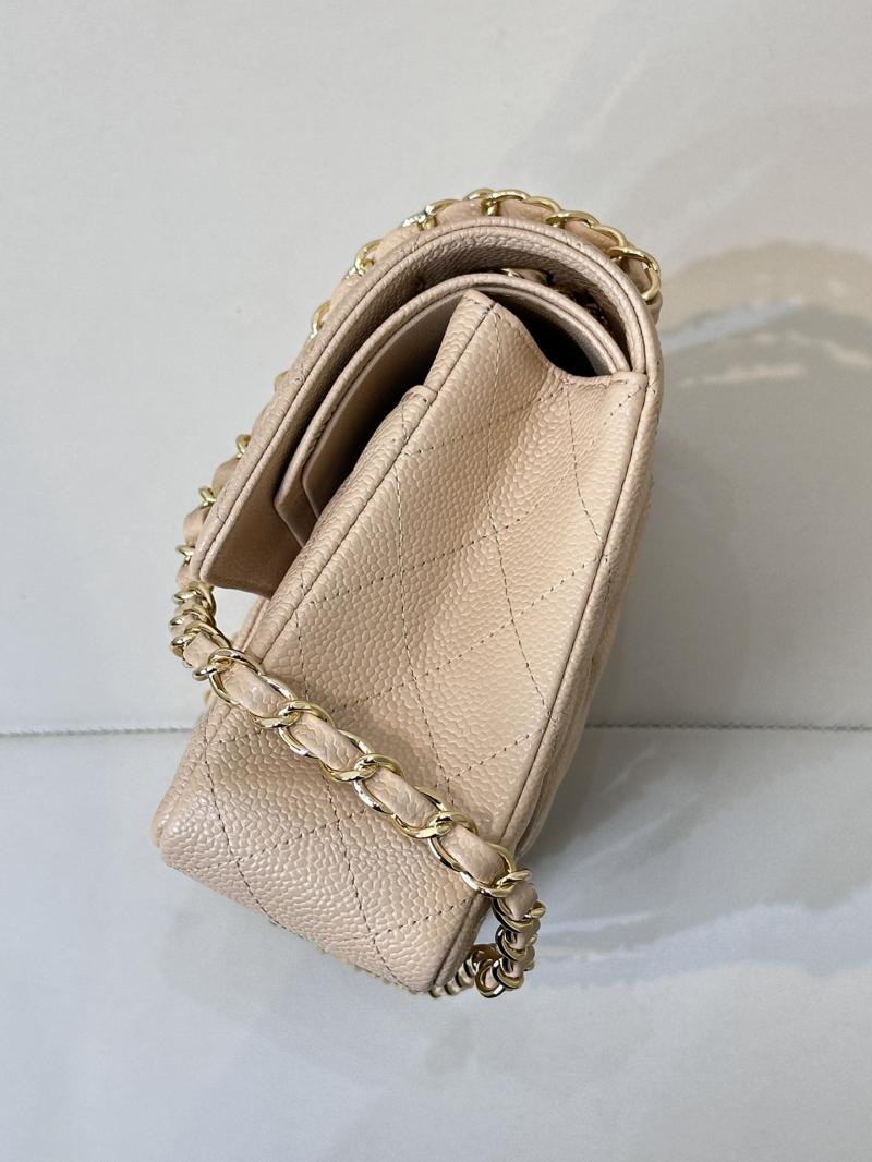 Medium Chanel Caviar Flap Bag A01112 Beige with Gold