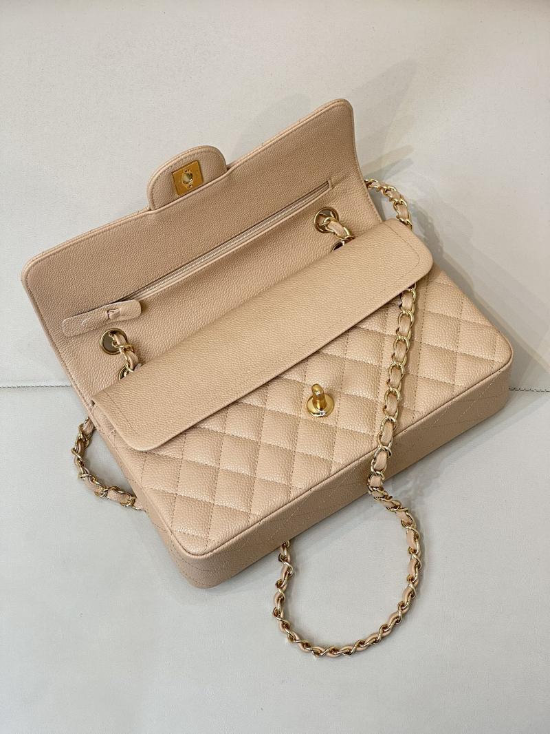 Medium Chanel Caviar Flap Bag A01112 Beige with Gold