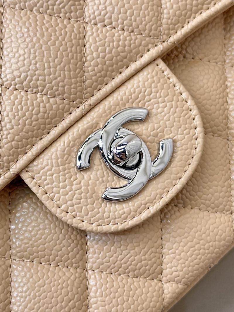 Medium Chanel Caviar Flap Bag A01112 Beige with Silver