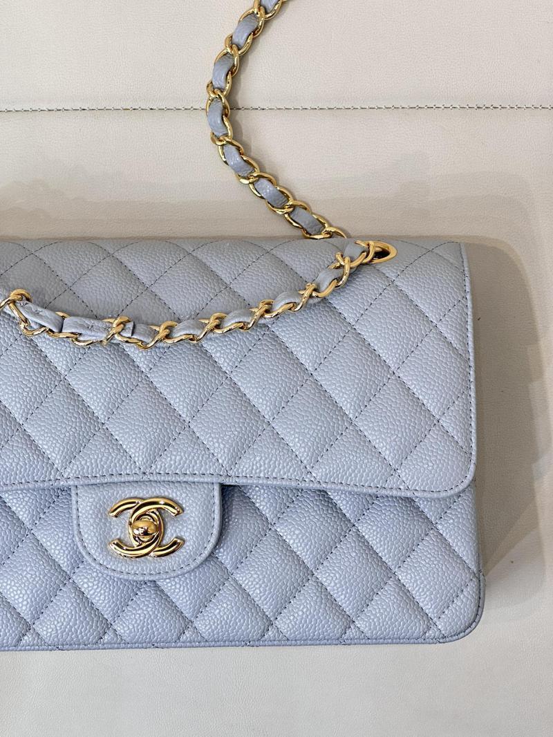 Medium Chanel Caviar Flap Bag A01112 Blue with Gold