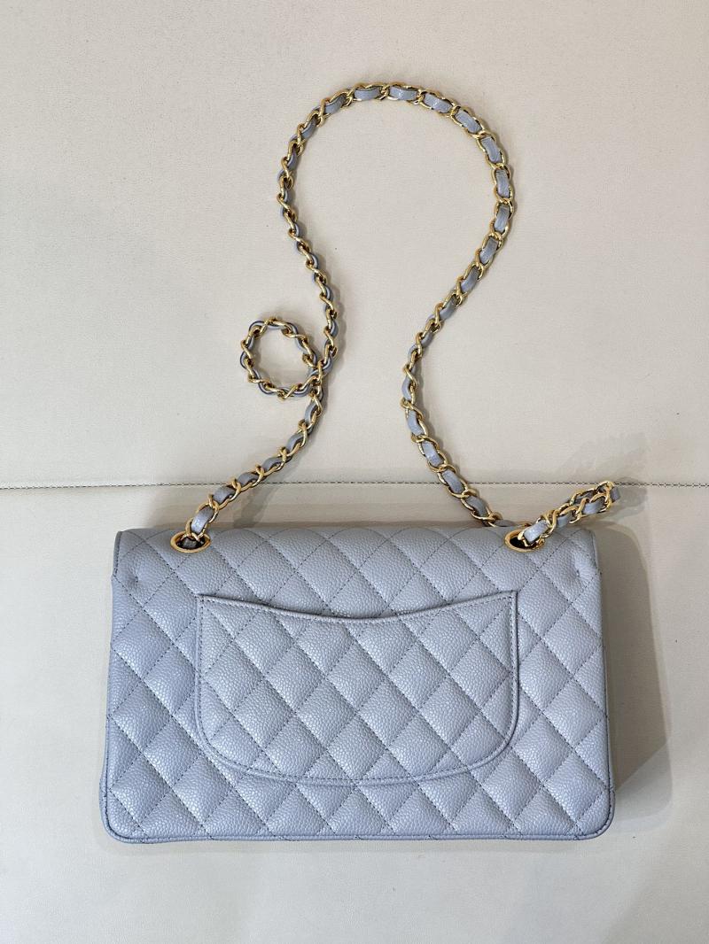 Medium Chanel Caviar Flap Bag A01112 Blue with Gold