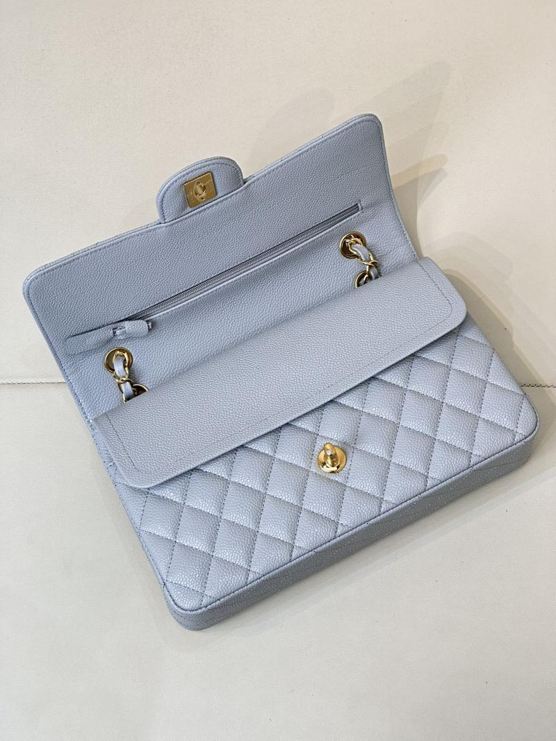 Medium Chanel Caviar Flap Bag A01112 Blue with Gold