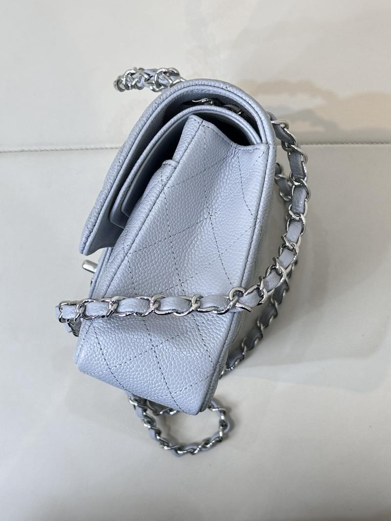 Medium Chanel Caviar Flap Bag A01112 Blue with Silver