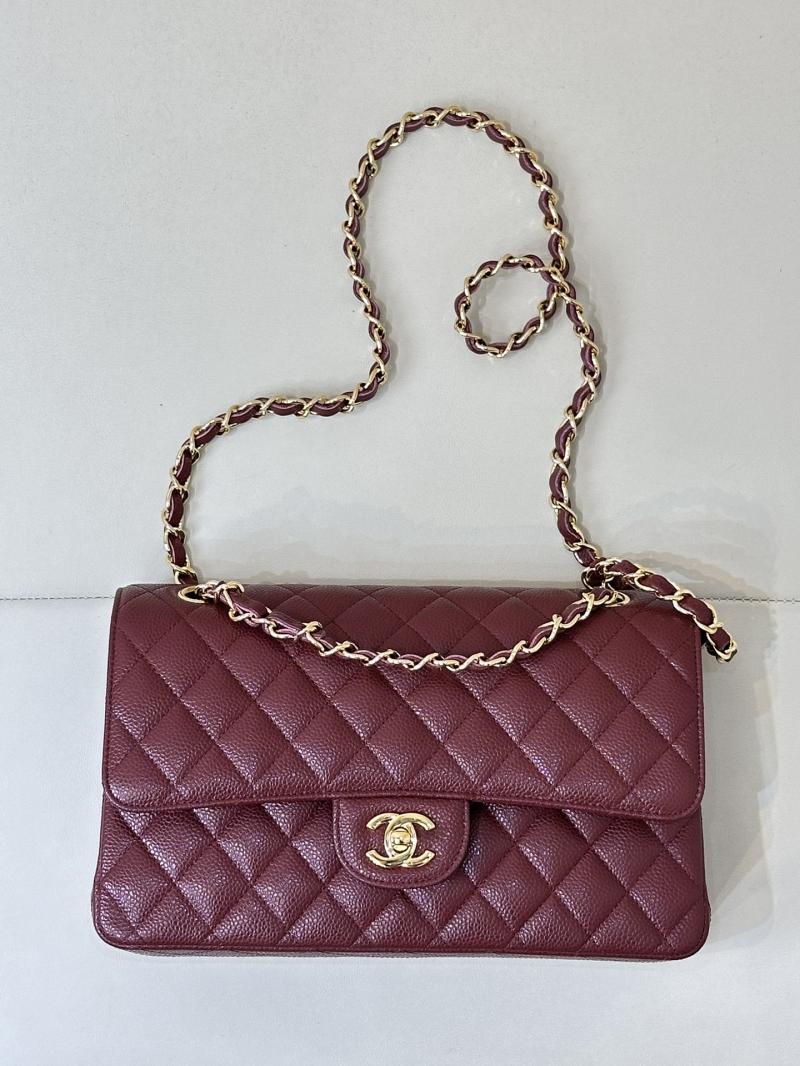 Medium Chanel Caviar Flap Bag A01112 Burgundy with Gold