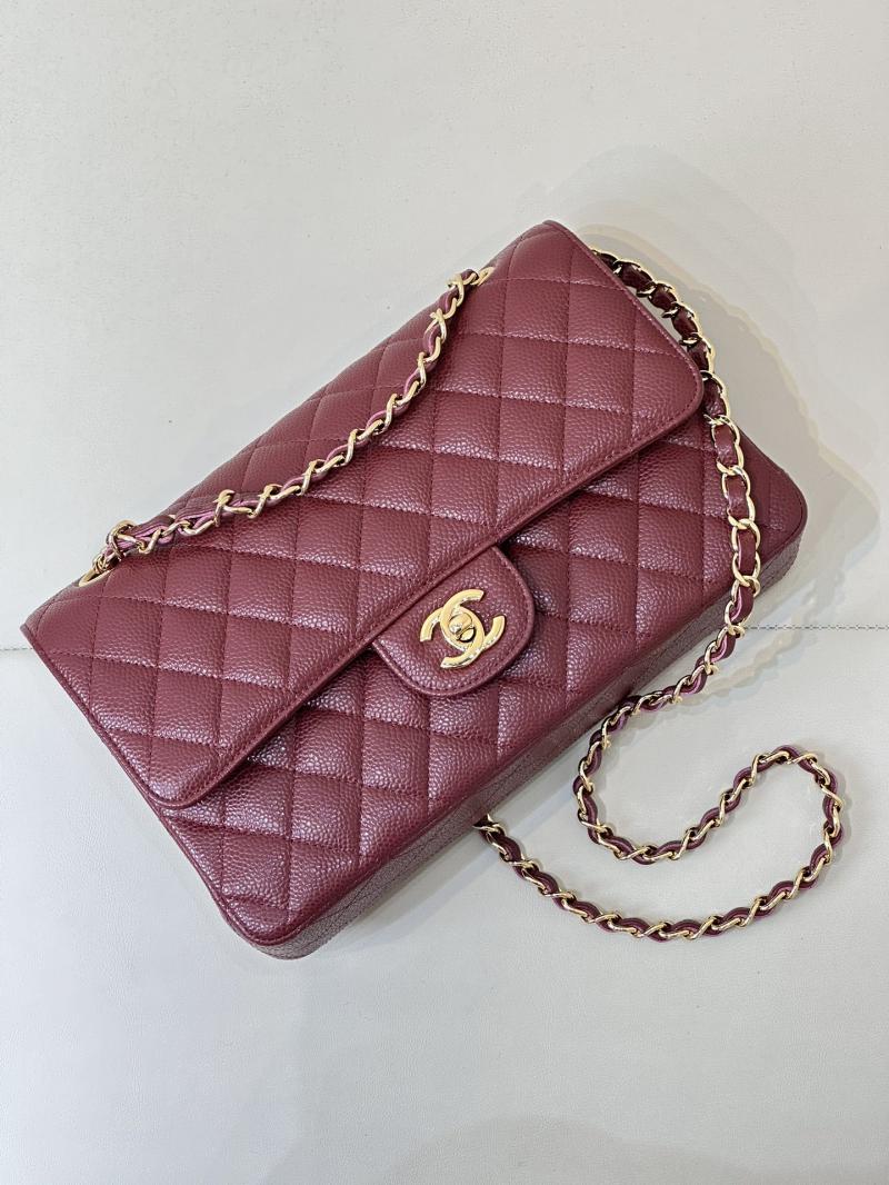 Medium Chanel Caviar Flap Bag A01112 Burgundy with Gold