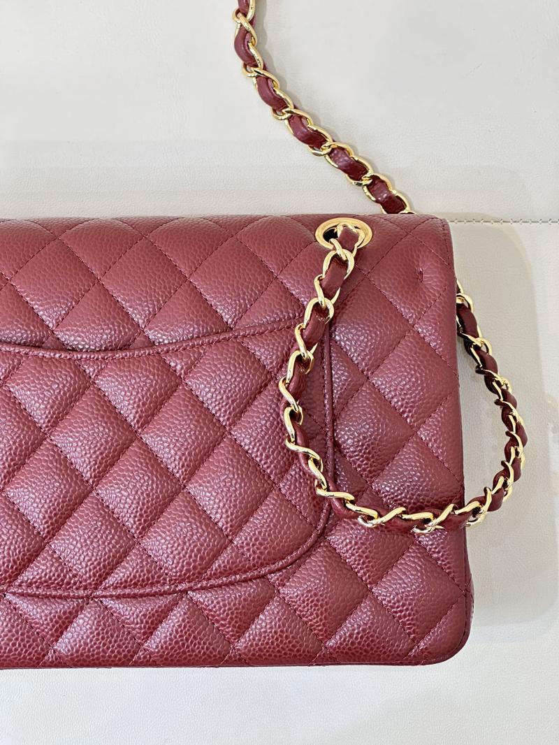 Medium Chanel Caviar Flap Bag A01112 Burgundy with Gold