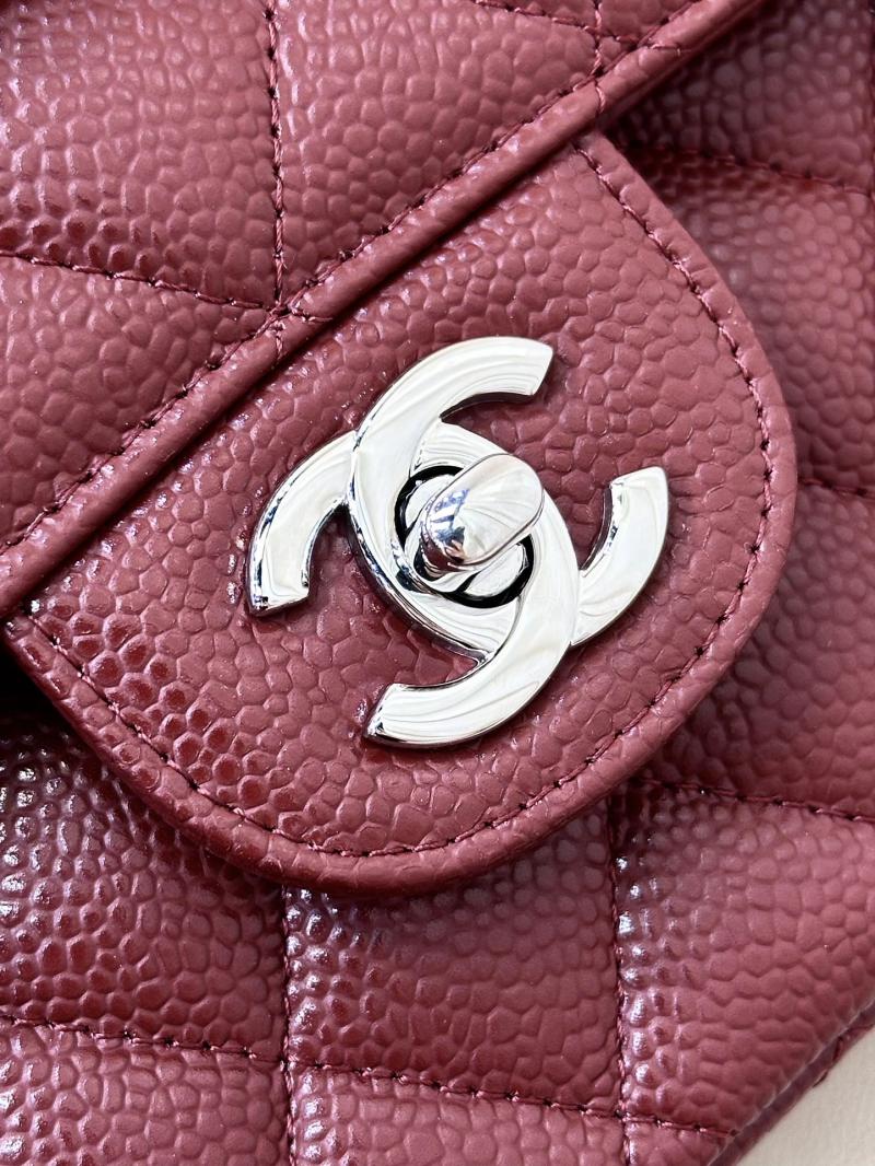 Medium Chanel Caviar Flap Bag A01112 Burgundy with Silver