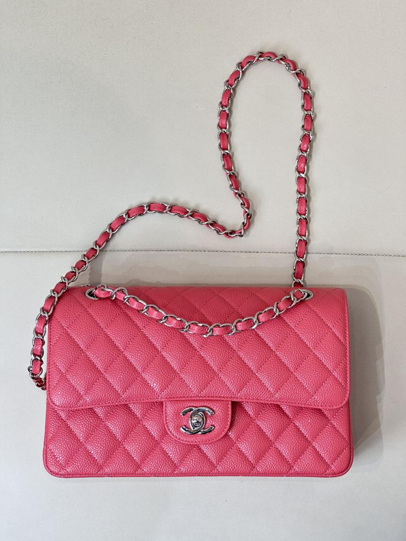 Medium Chanel Caviar Flap Bag A01112 Dusky pink with Silver