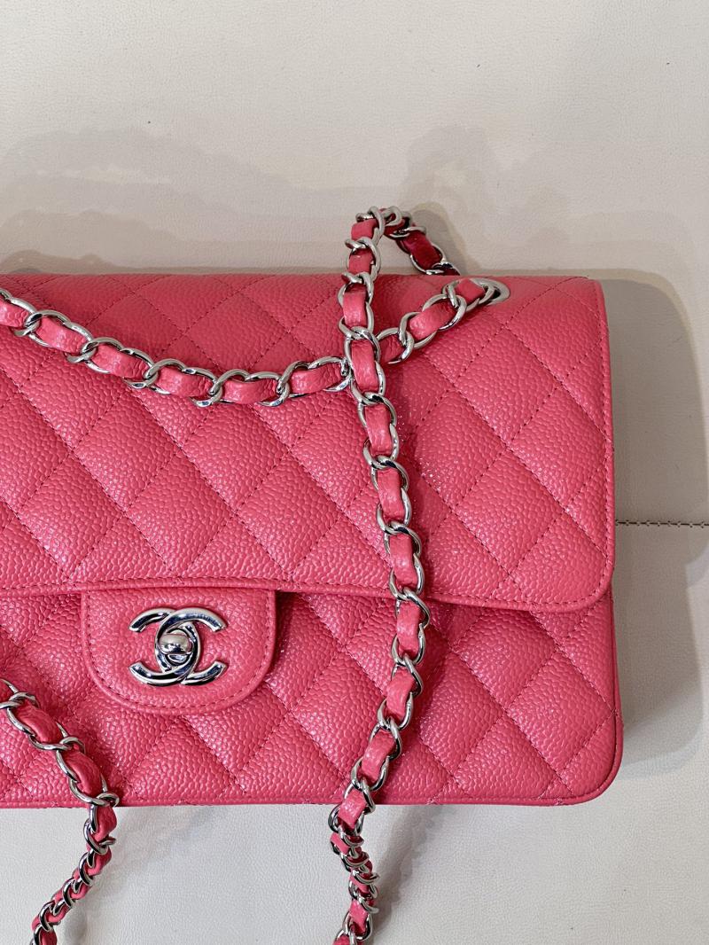 Medium Chanel Caviar Flap Bag A01112 Dusky pink with Silver