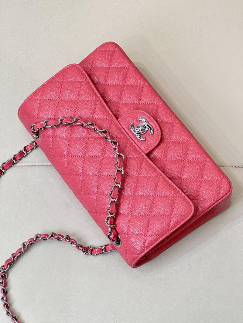 Medium Chanel Caviar Flap Bag A01112 Dusky pink with Silver