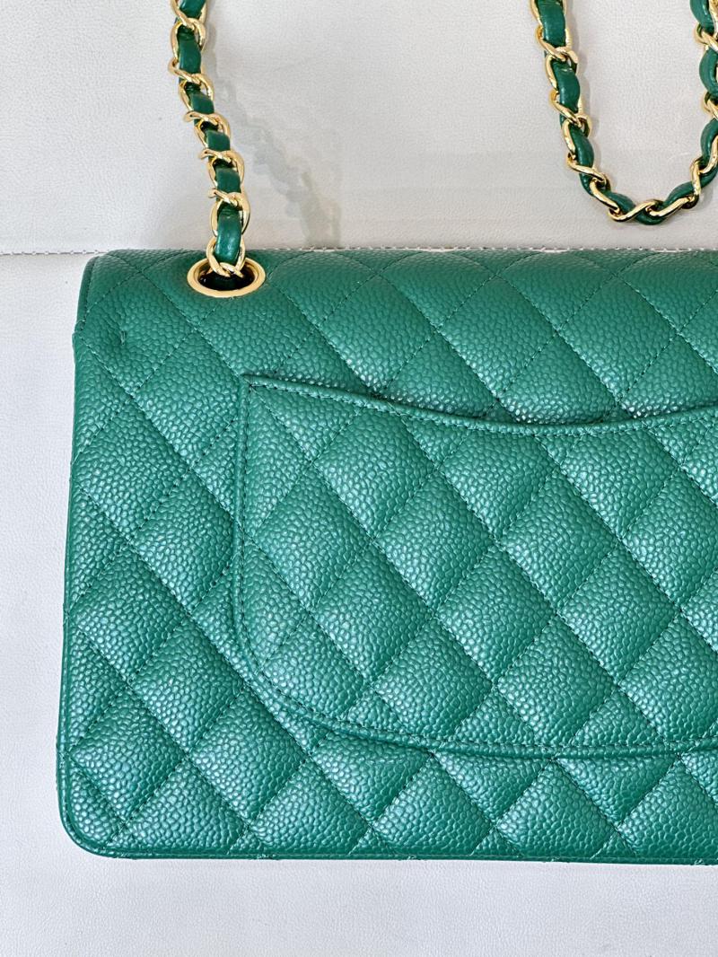 Medium Chanel Caviar Flap Bag A01112 Green with Gold