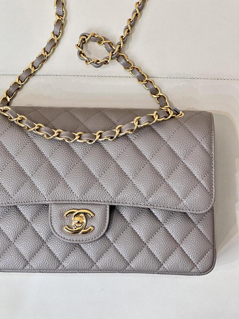 Medium Chanel Caviar Flap Bag A01112 Grey with Gold