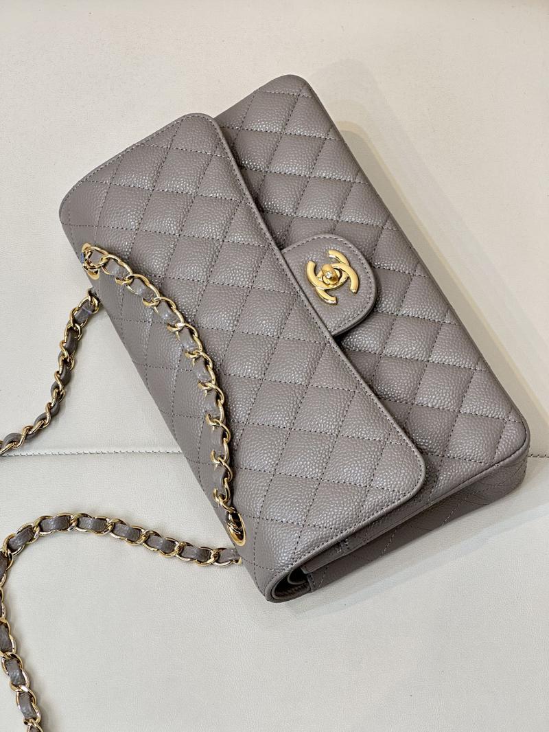 Medium Chanel Caviar Flap Bag A01112 Grey with Gold