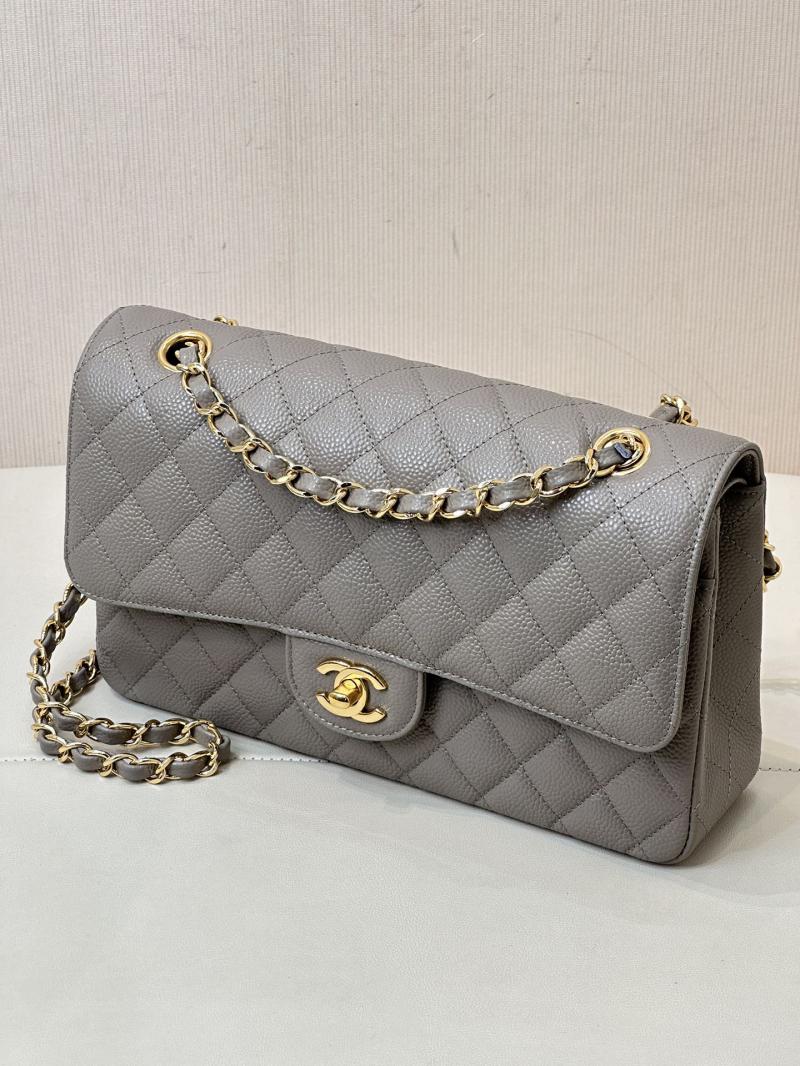 Medium Chanel Caviar Flap Bag A01112 Grey with Gold