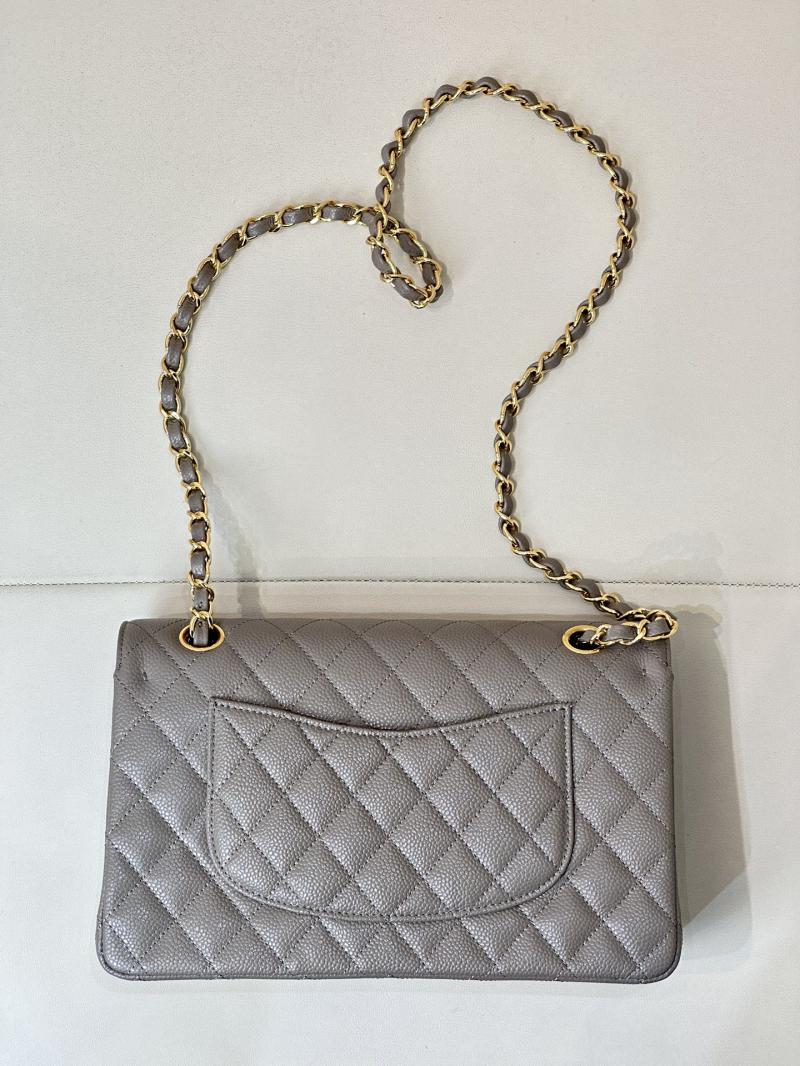 Medium Chanel Caviar Flap Bag A01112 Grey with Gold