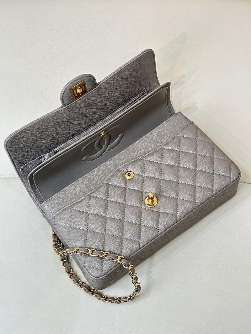 Medium Chanel Caviar Flap Bag A01112 Grey with Gold