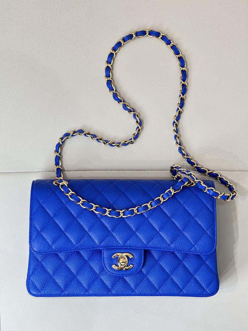 Medium Chanel Caviar Flap Bag A01112 Klein blue with Gold